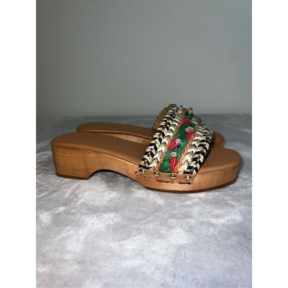 CELESTE TAN COMBO JUTE SANDAL HEEL 6 - Picture 1 of 9